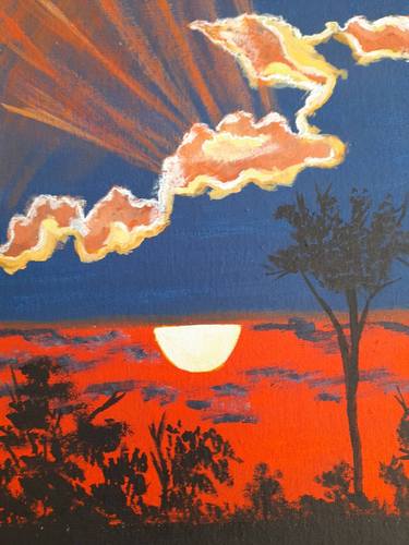 Sunset original art Nature painting acrylic thumb