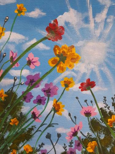 Flower field Painting Original Daisy Artwork Acrylic thumb