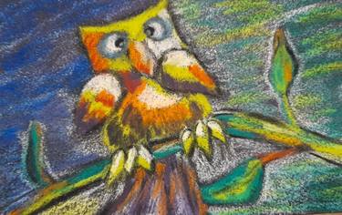 Owl Oil Pastel Painting thumb