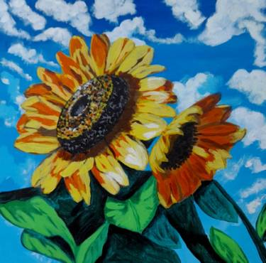 Sunflowers original acrylic painting on stretched canvas thumb