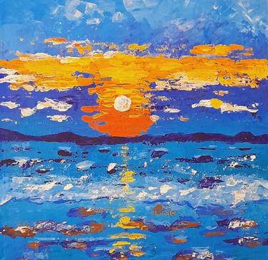 Sunset Ocean Painting thumb