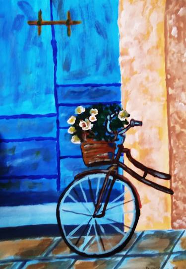 Bike Acrylic Painting Bicycle Original Artwork thumb
