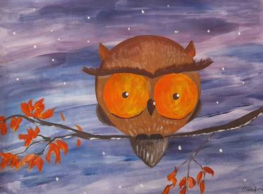 Owl original acrylic painting thumb