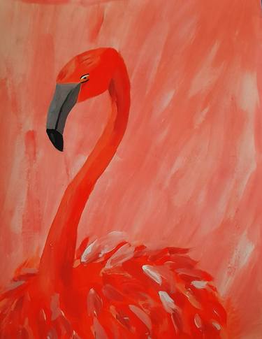 Pink flamingo original acrylic painting thumb
