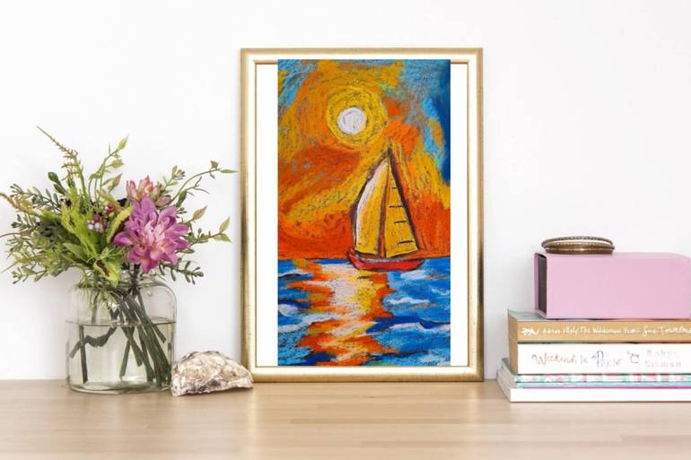 Original Seascape Drawing by Maryna Yasar