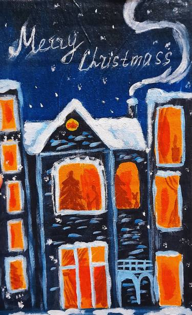 Christmas house original painting thumb