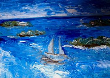 Print of Impressionism Seascape Paintings by Maryna Yasar