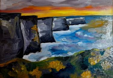 Cliffs Of Moher Ireland Original Oil Painting thumb