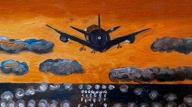 Original Illustration Airplane Paintings by Maryna Yasar