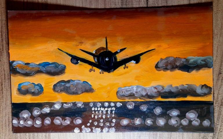 Original Contemporary Airplane Painting by Maryna Yasar
