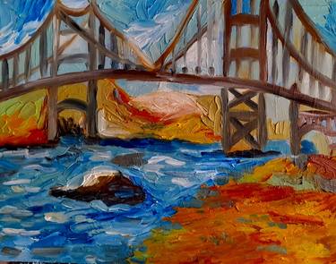 Original Oil Painting San Francisco Golden Gate Bridge thumb
