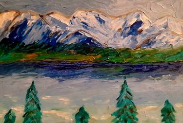 Alaska Mountains Original Oil Painting thumb