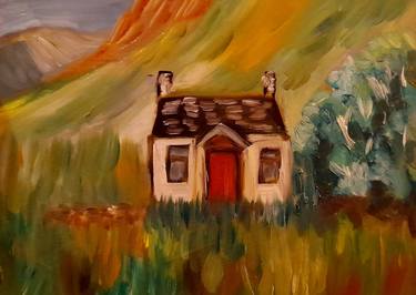 Scottish Highland Art Farmhouse Original Oil Painting thumb