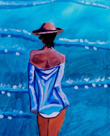 Woman acrylic painting Seascape Artwork thumb