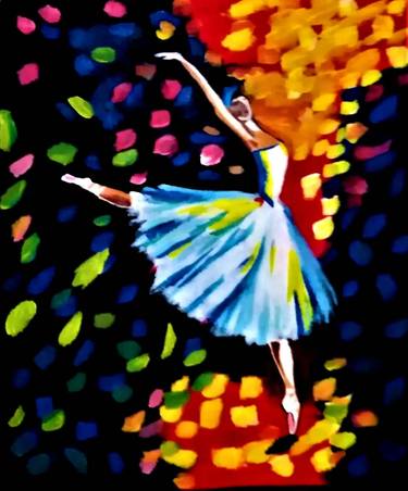 Ballerina acrylic painting Dance Woman Artwork thumb