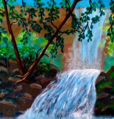Waterfall Acrylic Painting Nature Artwork Forest Art thumb