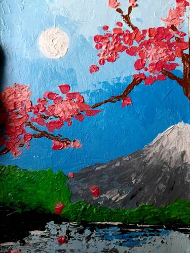 Sakura Acrylic painting China Art Mountains Artwork thumb