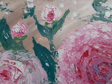 Peony acrylic painting Floral Impasto Art Textured Artwork thumb