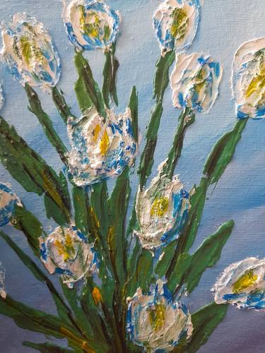 Spring flowers impasto acrylic Painting Bouquet Wall Art thumb