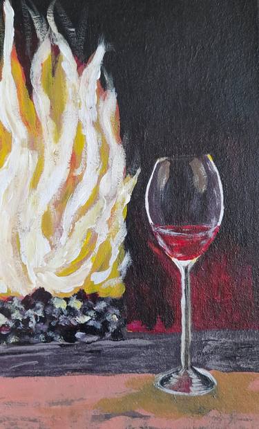 Fireplace painting glass vine original acrylic Art Home Artwork thumb