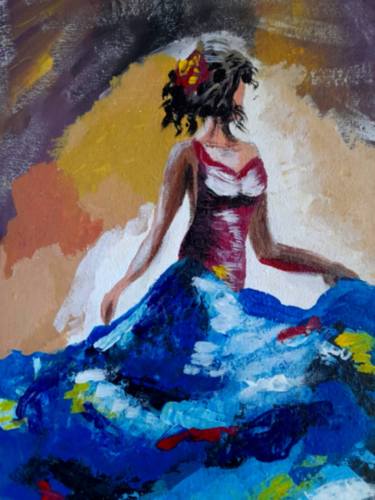 Woman dancing painting Flamenco Art Figurative Artwork thumb