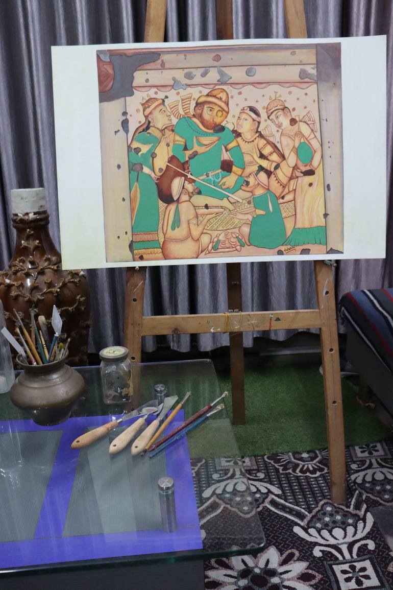 Original Art Deco Religious Painting by Saif Quadri