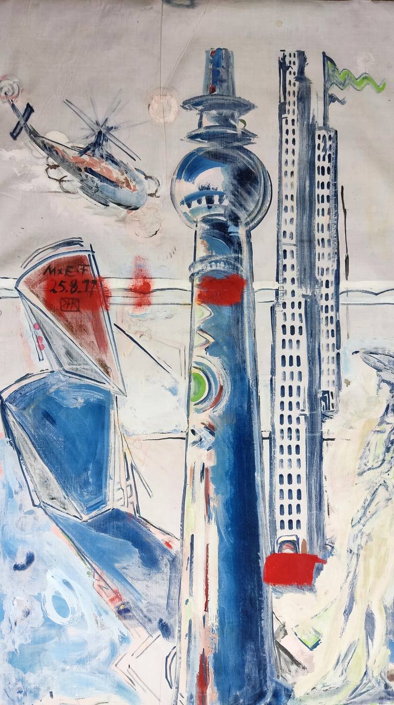 Original Surrealism Cities Painting by Karl Heinz Kahne