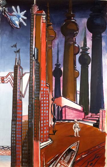 Original Expressionism Cities Paintings by Karl Heinz Kahne