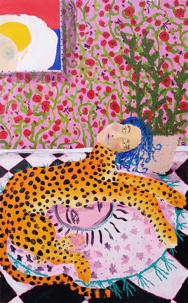 Saatchi Art Artist Vivian Eckstein; Paintings, “Selbstportrait als Gepardin” #art