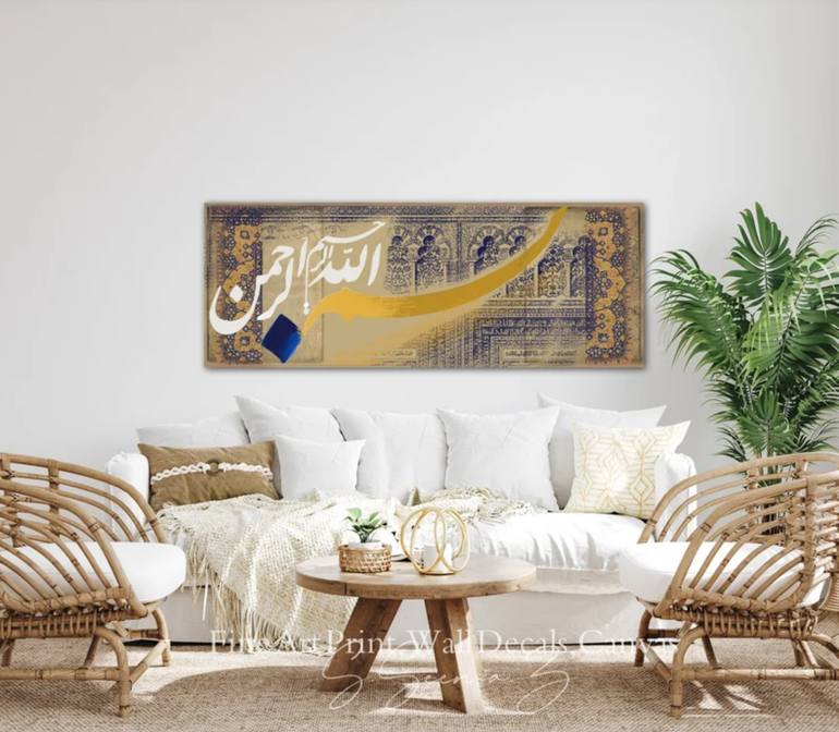Original Art Deco Calligraphy Mixed Media by Seema Zaidee