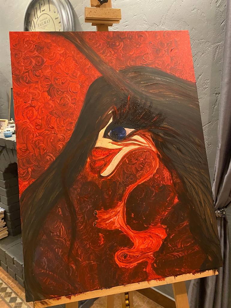 Original Abstract Expressionism Women Painting by Evelina BiliūNaitė