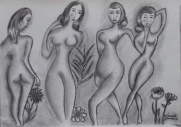 Print of Nude Drawings by Leonardo Nogueira