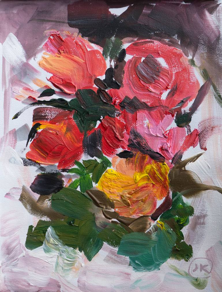 Original Abstract Expressionism Floral Painting by Iuliia Kononenko