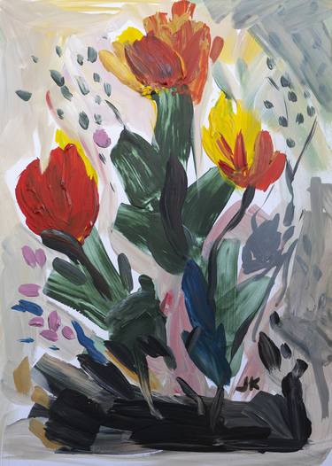 Original Abstract Garden Painting by Iuliia Kononenko