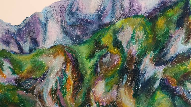 Original Abstract Expressionism Landscape Drawing by Tamara Njunjic
