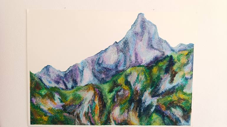 Original Abstract Expressionism Landscape Drawing by Tamara Njunjic