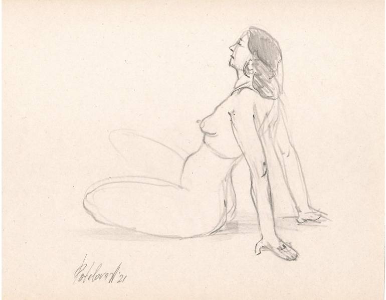 Original Nude Drawing by Anastasia Potelova