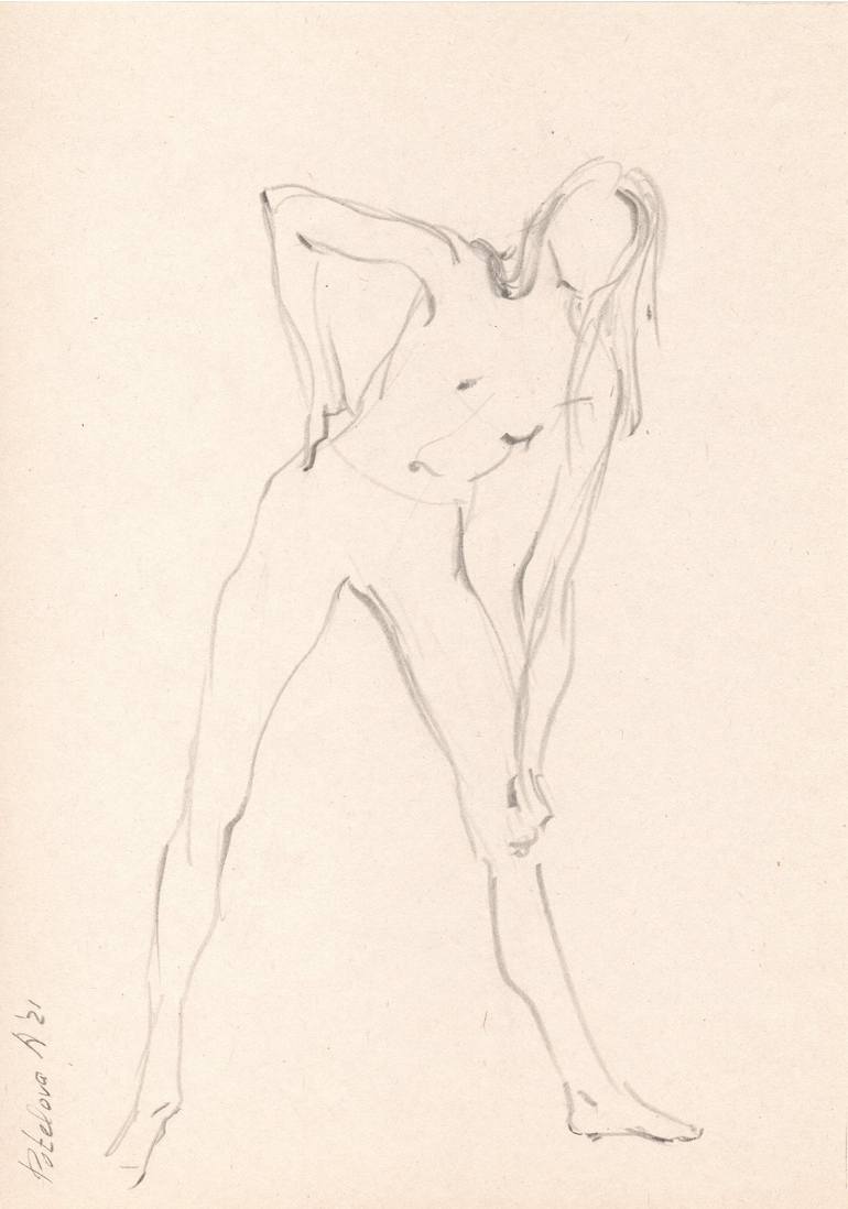 Original Realism Nude Drawing by Anastasia Potelova