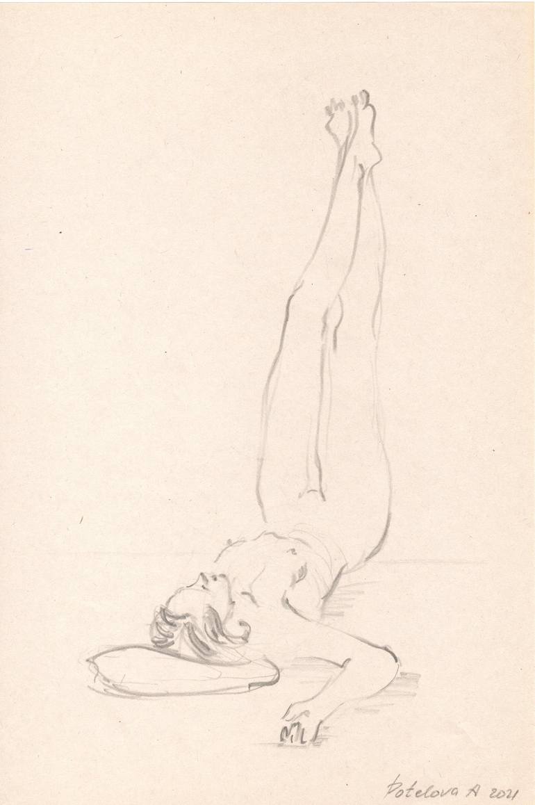 Original Nude Drawing by Anastasia Potelova