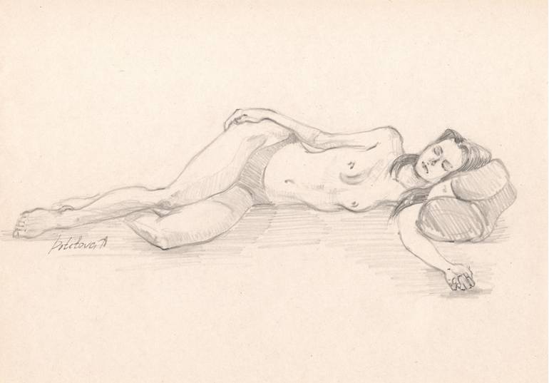 Original Realism Nude Drawing by Anastasia Potelova