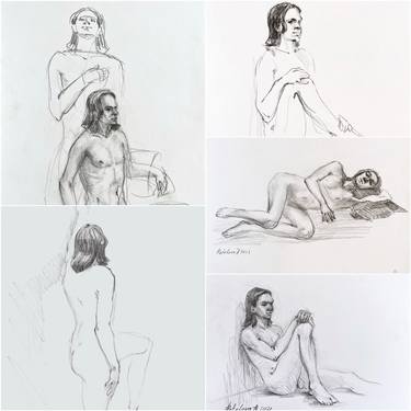 Original Nude Drawing by Anastasia Potelova