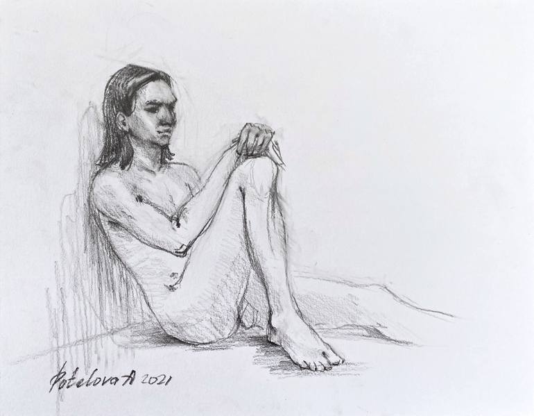 Original Nude Drawing by Anastasia Potelova