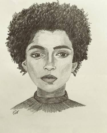 Original Expressionism Portrait Drawings by Hala Elnaggar