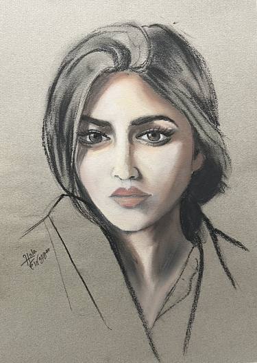 Print of Portrait Drawings by Hala Elnaggar
