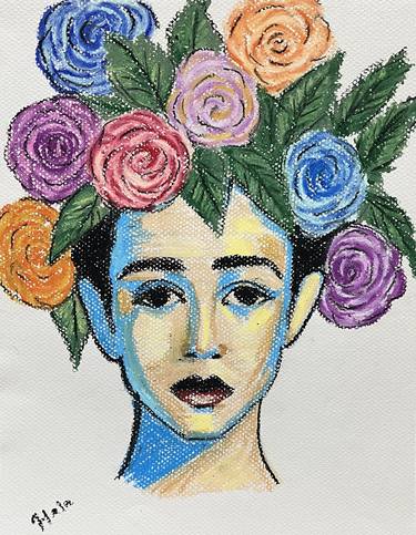 Original Contemporary Floral Drawings by Hala Elnaggar