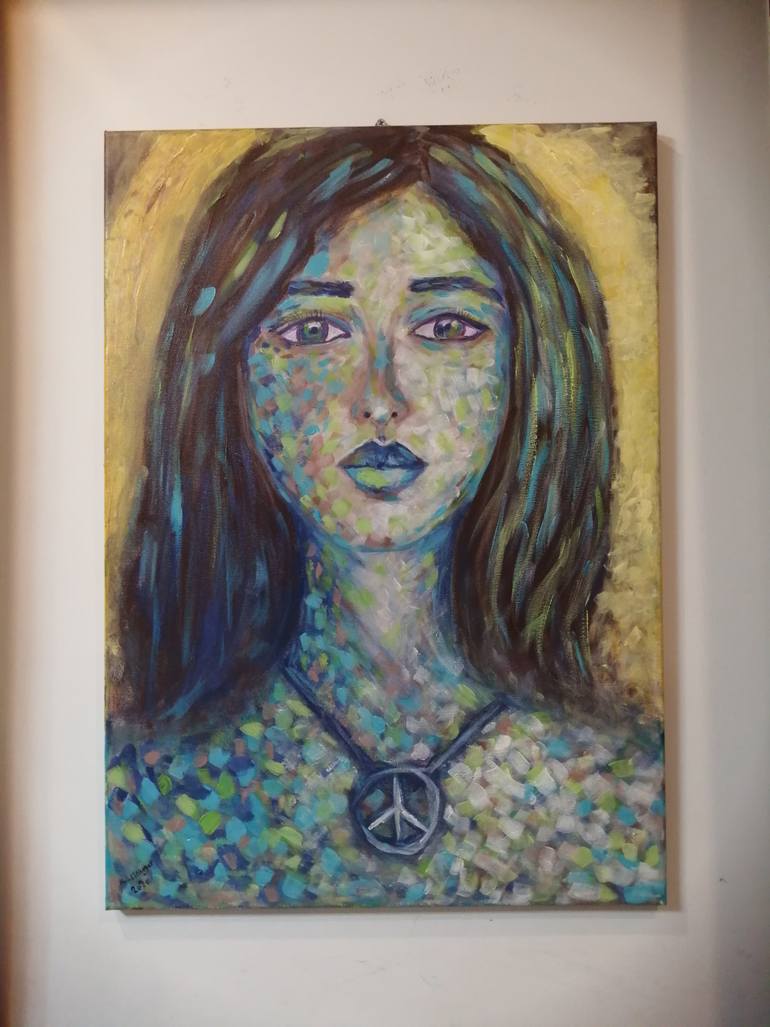 Original Expressionism People Painting by Hala Elnaggar