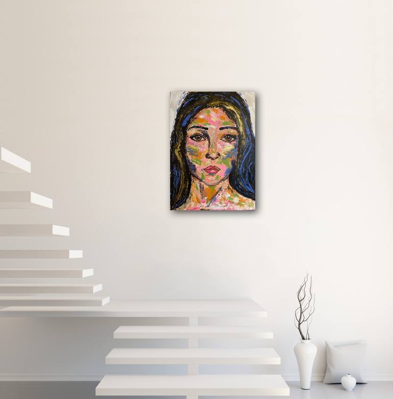 Original Abstract Portrait Painting by Hala Elnaggar