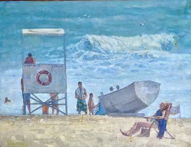 Original Fine Art Beach Paintings by De Ma