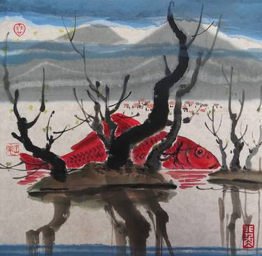 Original Surrealism Animal Painting by Wong Wa