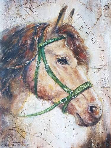 Horse Oil Painting on Canvas Abstract Horse Love Painting Art for Horse Modern Art Beautiful painting of the horse by artist "Irishman" thumb